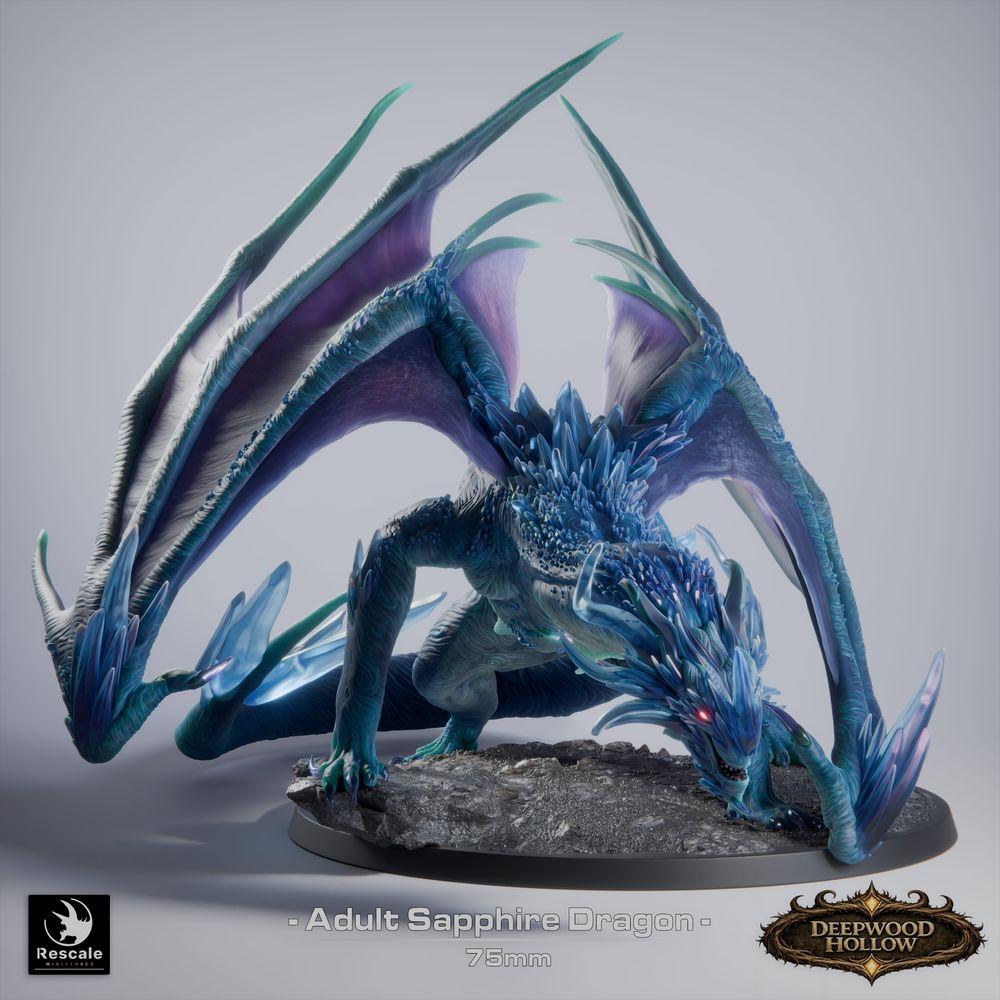 Foto del producto Tabletop 28mm Lord of the Print (LotP) 2: Tabletop Miniatura: Saphirdrache, Cristal Dragón, Dragón de gema, Dragón grande, Monstruo jefe, listo para saltar, ataque de aliento (26_03_C1)