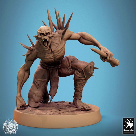 Foto del producto Tabletop 28mm Lord of the Print (LotP) 0: Miniatura de Tabletop: Ghoul Salvaje / Ghoul Demoníaco (Savage Ghoul) - cazador nocturno espinoso, monstruo de combate cuerpo a cuerpo con maza o daga (24_11_B33)