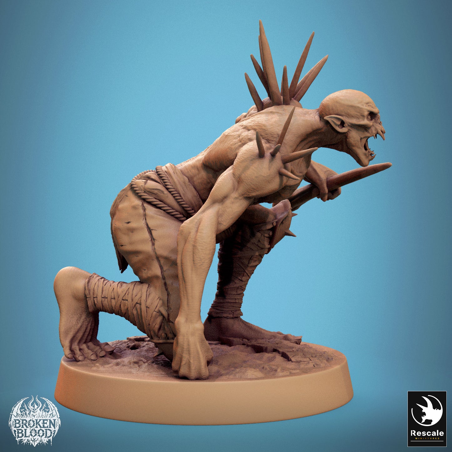 Foto del producto Tabletop 28mm Lord of the Print (LotP) 1: Miniatura de Tabletop: Ghoul Salvaje / Ghoul Demoníaco (Savage Ghoul) - cazador nocturno espinoso, monstruo de combate cuerpo a cuerpo con maza o daga (24_11_B33)