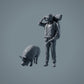 Figuras de animales de granja: Cerdo pastando - Berkshire Pig (a036)