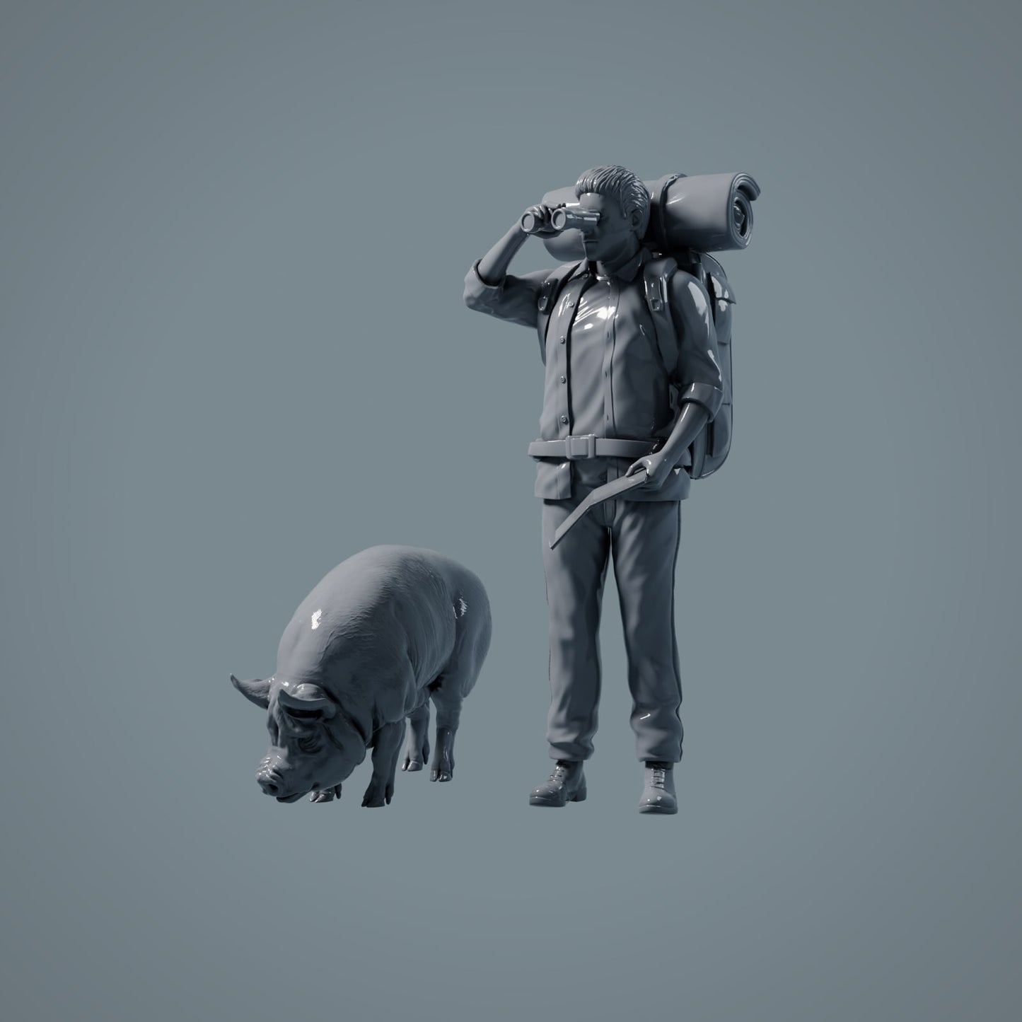 Figuras de animales de granja: Cerdo pastando - Berkshire Pig (a036)