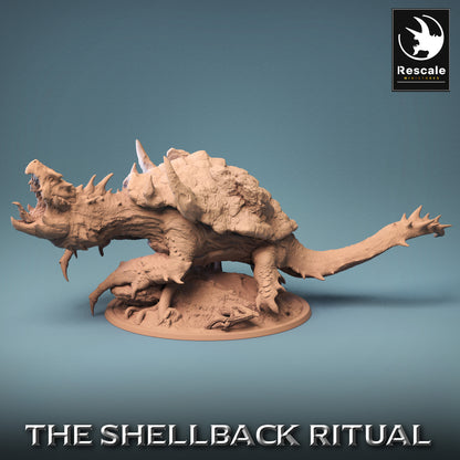 Imagen del producto 2 de 6: Miniatura de Tabletop: Tortuga Dragón - Monstruo de Fantasía Gigante, Miniatura de Jefe con Placas de Cuerno, Armadura de Espinas, Garras y Base de Diorama Dinámica para Wargaming y Skirmish (23_10_B)