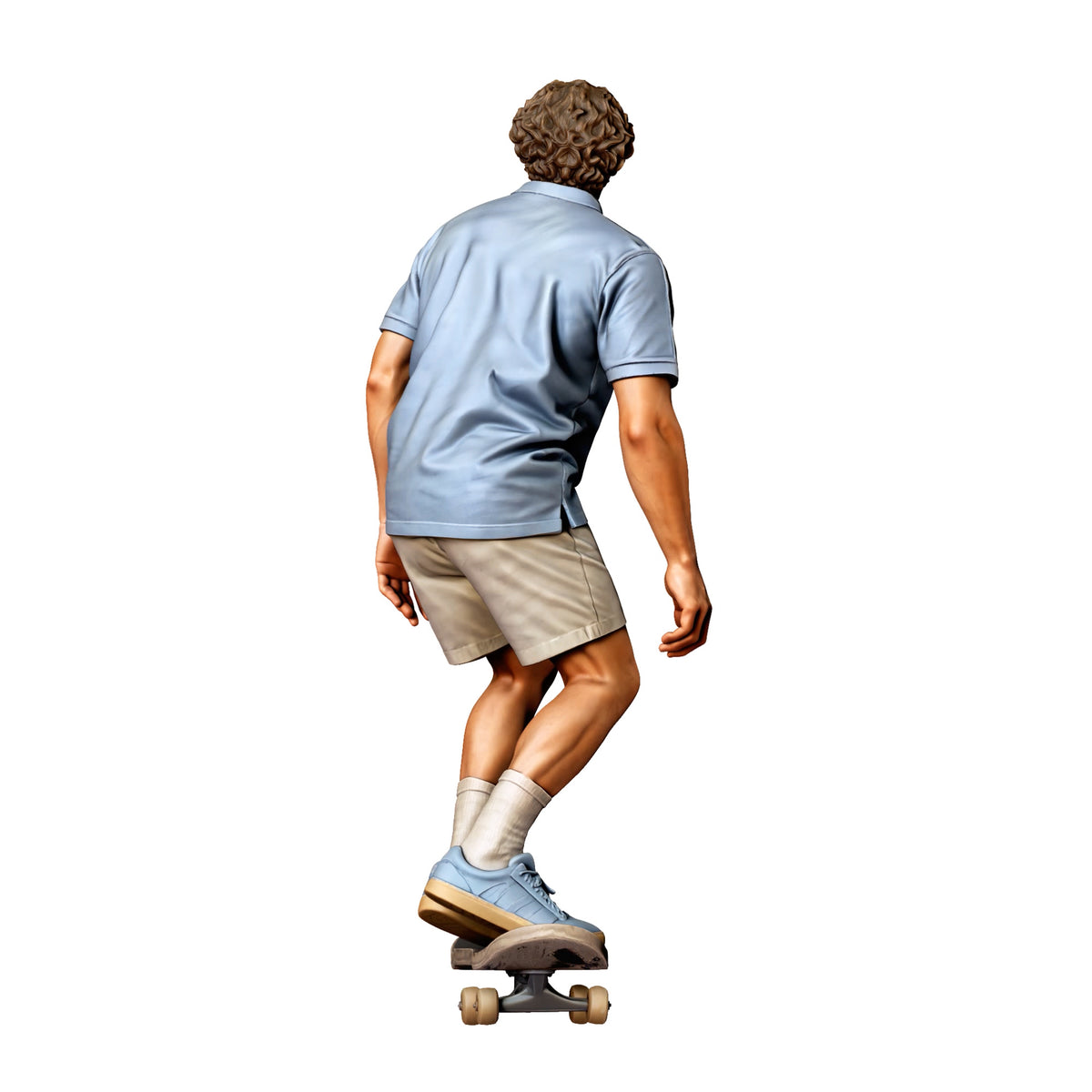 Foto de producto de modelismo para diorama 2: Figura de pie: skater con las rodillas flexionadas sobre skateboard (Ref. n.º 528)