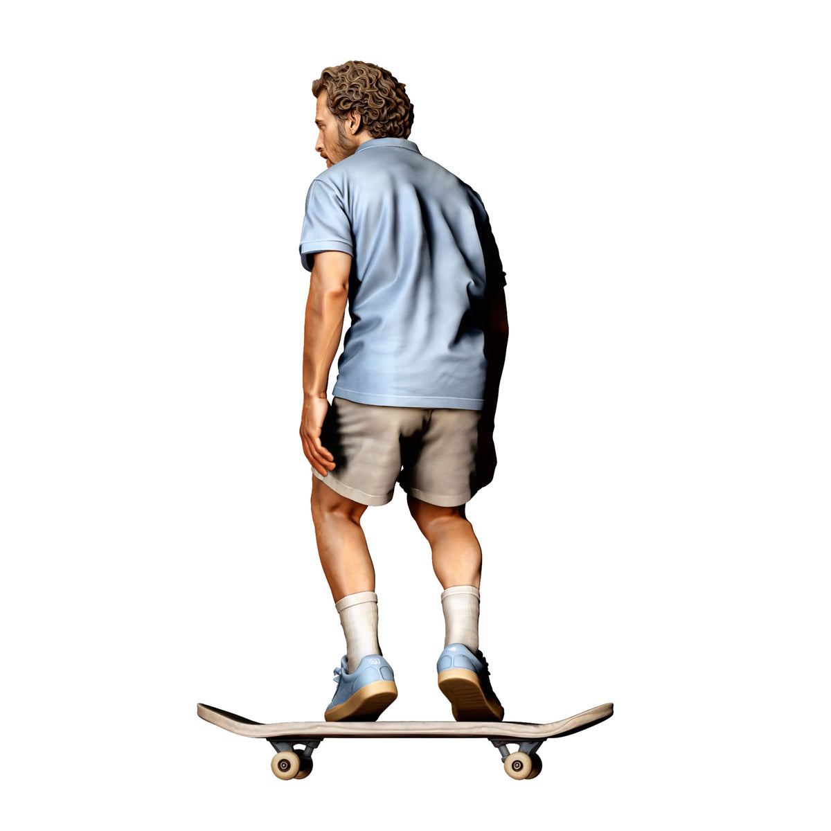 Foto de producto de maqueta para diorama 3: Figura de pie: skater con las rodillas flexionadas sobre un monopatín (Ref. n.º 528)