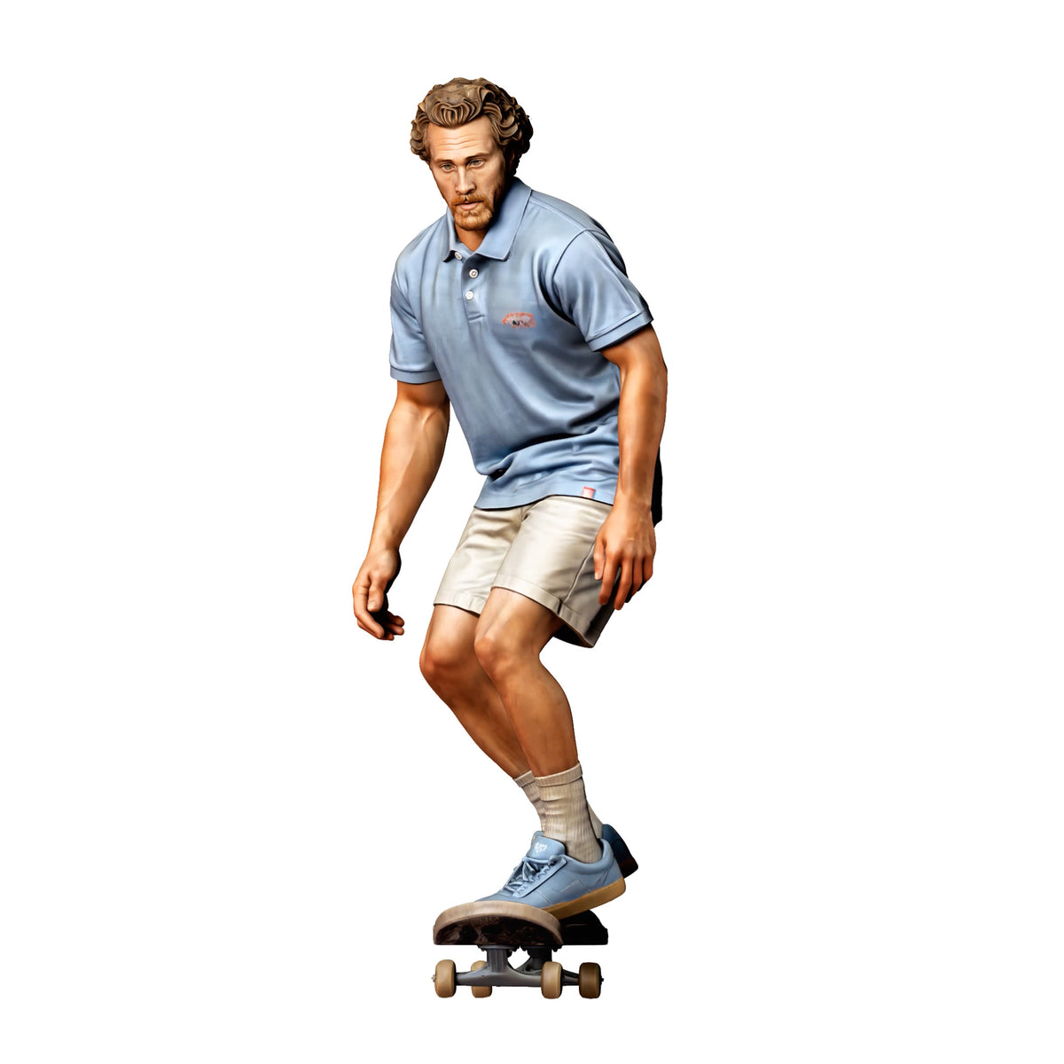 Foto de producto de modelismo para diorama 4: Figura de pie: skater con las rodillas flexionadas sobre monopatín (Ref. n.º 528)