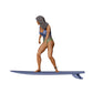 Produktfoto Diorama und Modellbau Miniatur Figur: Wellenreiterin: Surferin auf Surfbrett am Meer