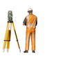 Foto del producto 0: Trabajador de la construcción con trípode: Agrimensor en el sitio de construcción