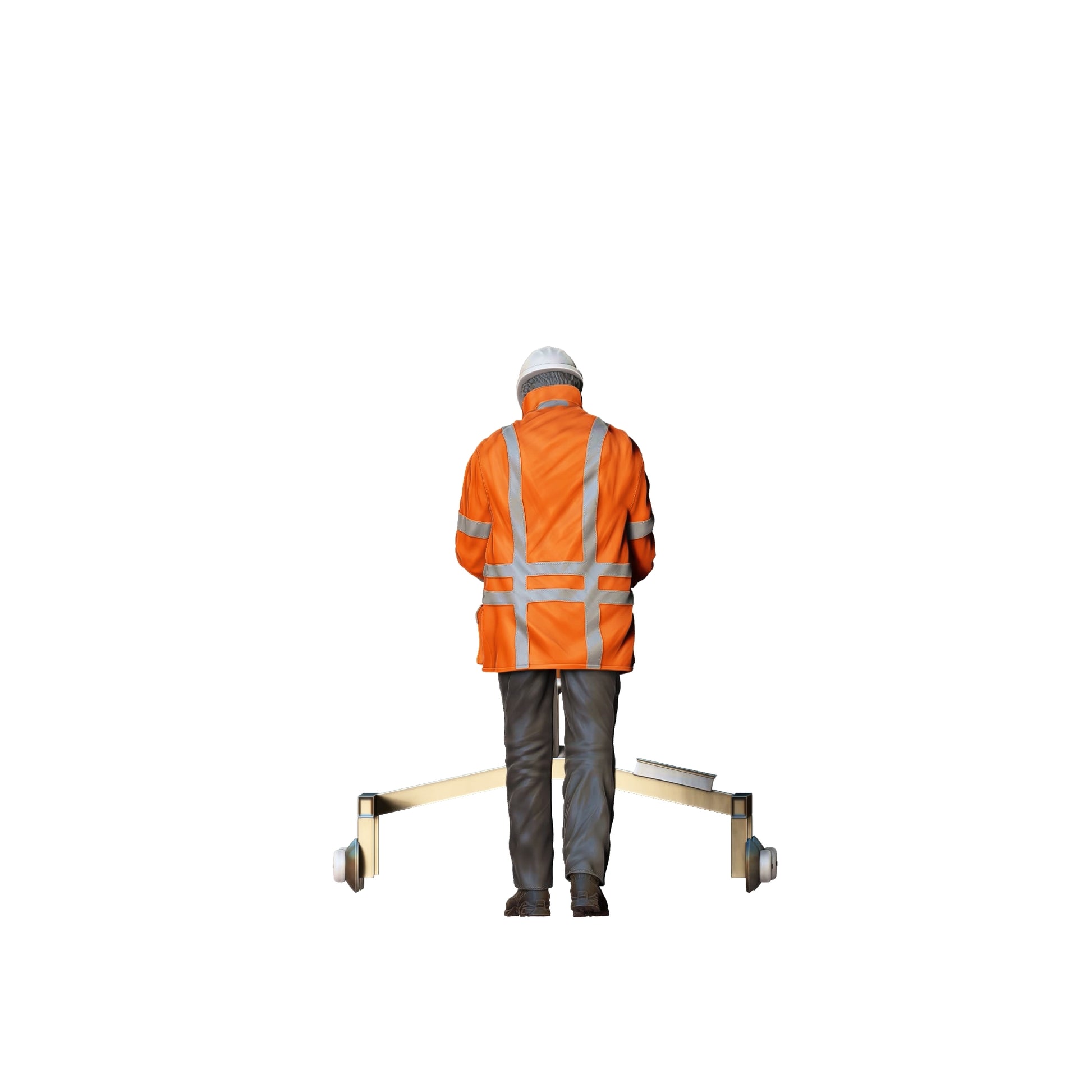 Foto del producto 0: Trabajador de la construcción con carro de medición: Topógrafo en el sitio de construcción