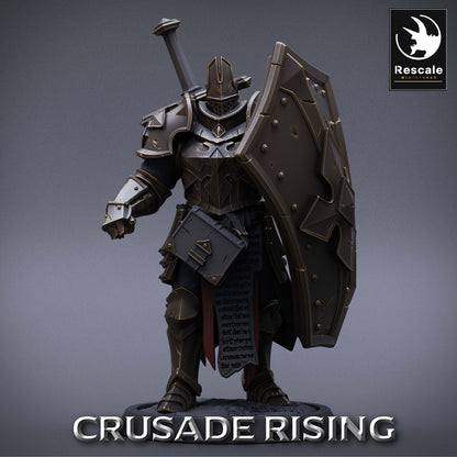 Imagen del producto 1 de 4: Miniatura de Tabletop: Caballero Templario Paladín con Escudo de Torre y Espada de Dos Manos - Guerrero Sagrado, Cruzado, Portador de Escudo, Combatiente de Primera Línea/Tanque, Héroe/Líder de Wargaming (23_04_F18)