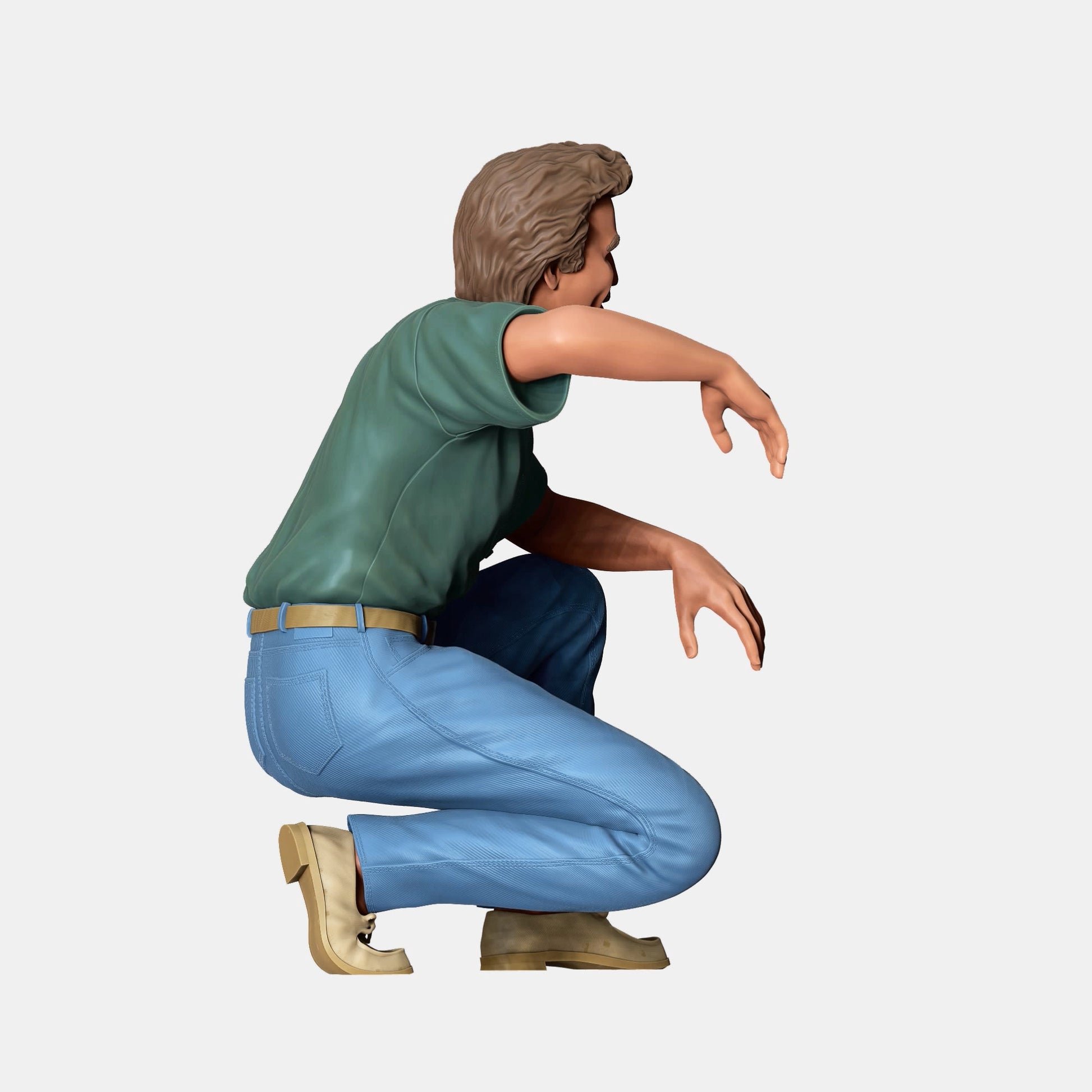 Produktfoto Diorama und Modellbau Miniatur Figur: Hockender Mann in Jeans: Cooler Typ