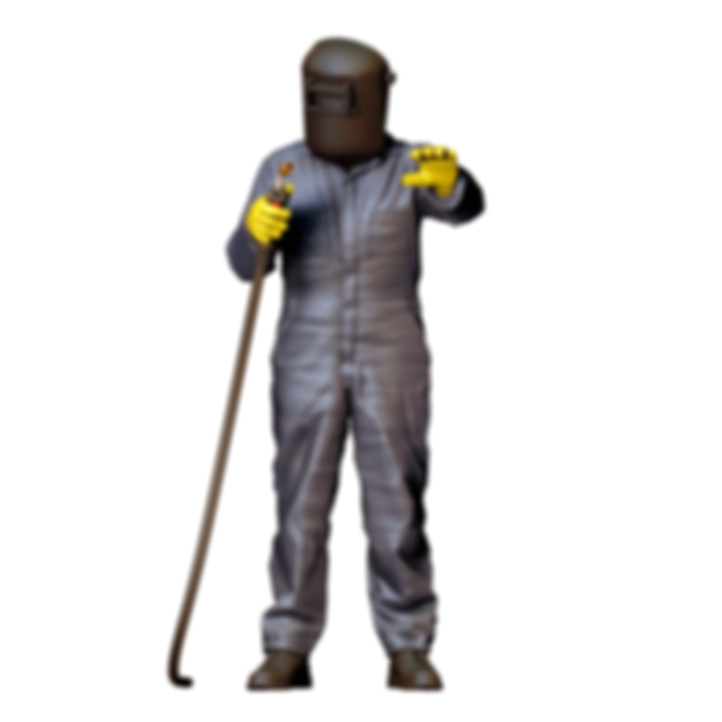 3DP Miniatures 0: Stehende Figur: Schweißer in Vollschutzanzug mit Schweißhelm & Schlauchgerät (Ref. Nr. 480)