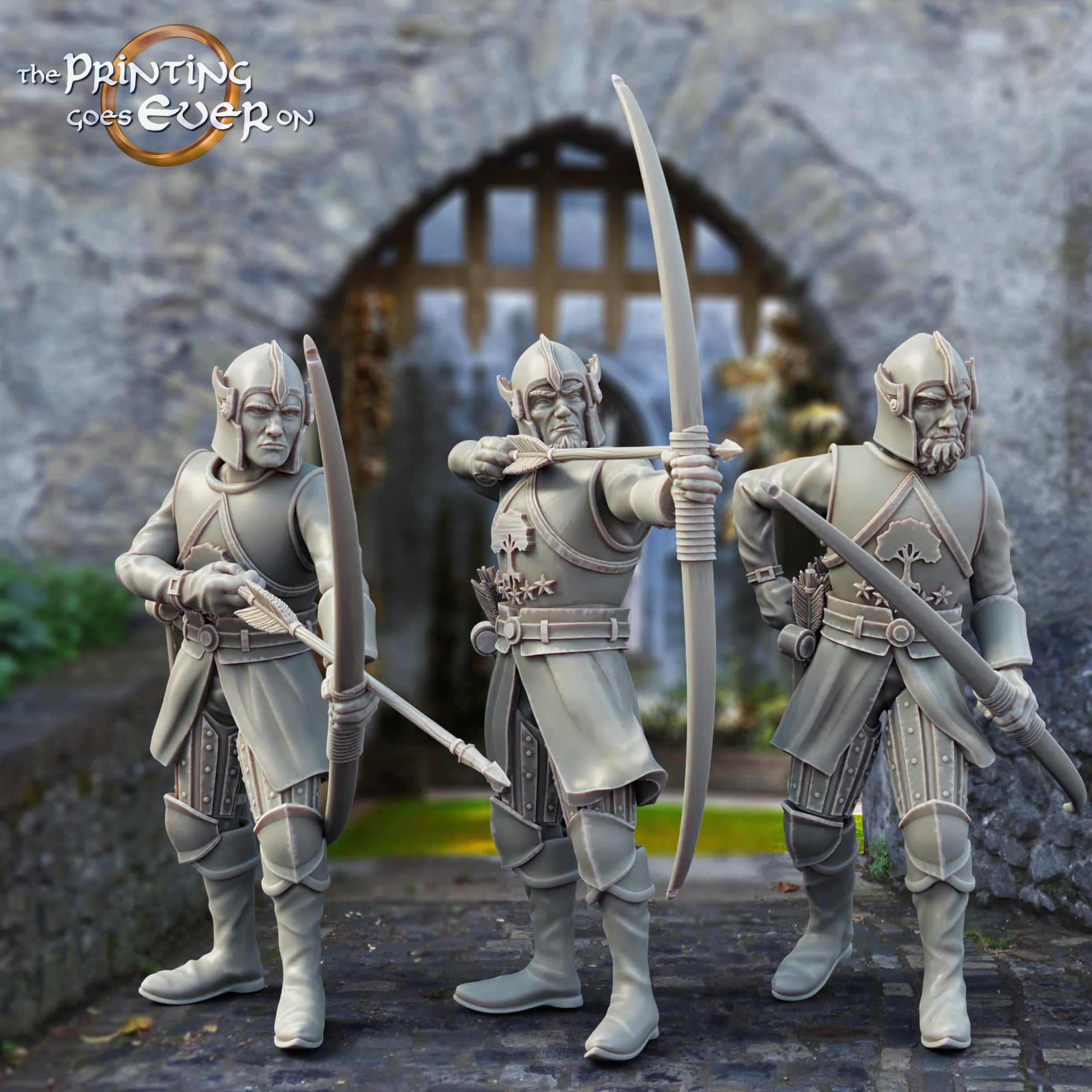 Foto del producto Tabletop 28mm The Printing Goes Ever On (TPGEO) 0: Guardia y arqueros: Grupo de caballeros medievales - Guerreros de la ciudad blanca