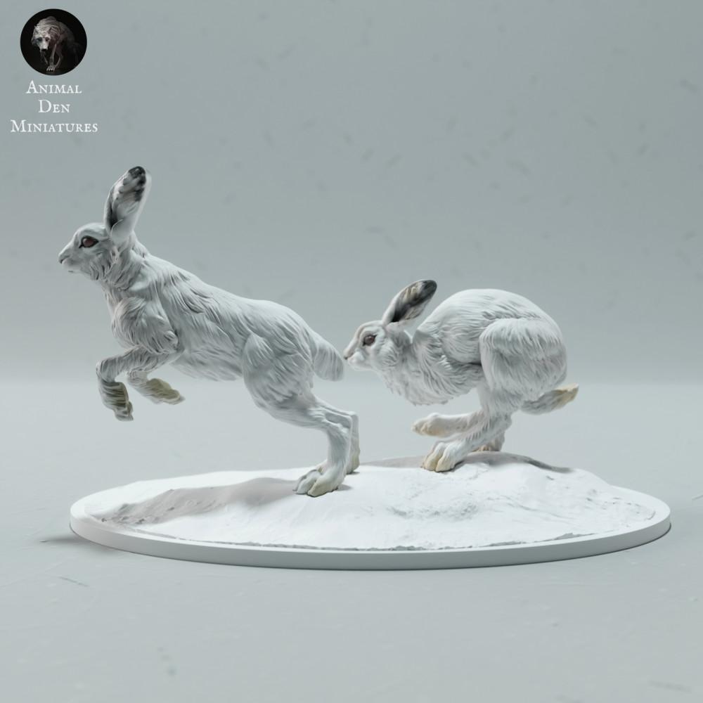 Foto de producto, figura de animal Animal Den Miniatures 0: Figura de animal polar: liebres árticas - corriendo (23_01_16)