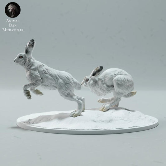 Foto de producto, figura de animal Animal Den Miniatures 0: Figura de animal polar: liebres árticas - corriendo (23_01_16)