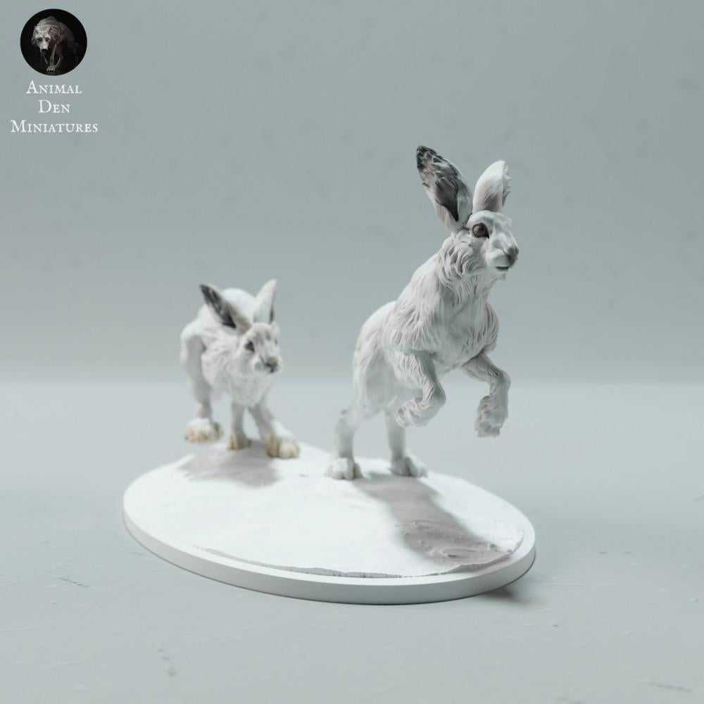 Foto de producto figura animal Animal Den Miniatures 1: figura animal polar: liebres de las nieves - corriendo (23_01_16)