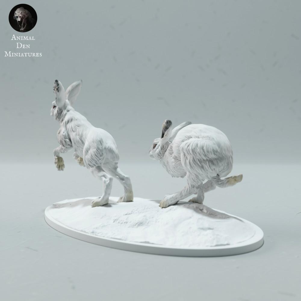 Foto de producto figura de animal Animal Den Miniatures 3: Figura de animal polar: liebres de nieve - corriendo (23_01_16)