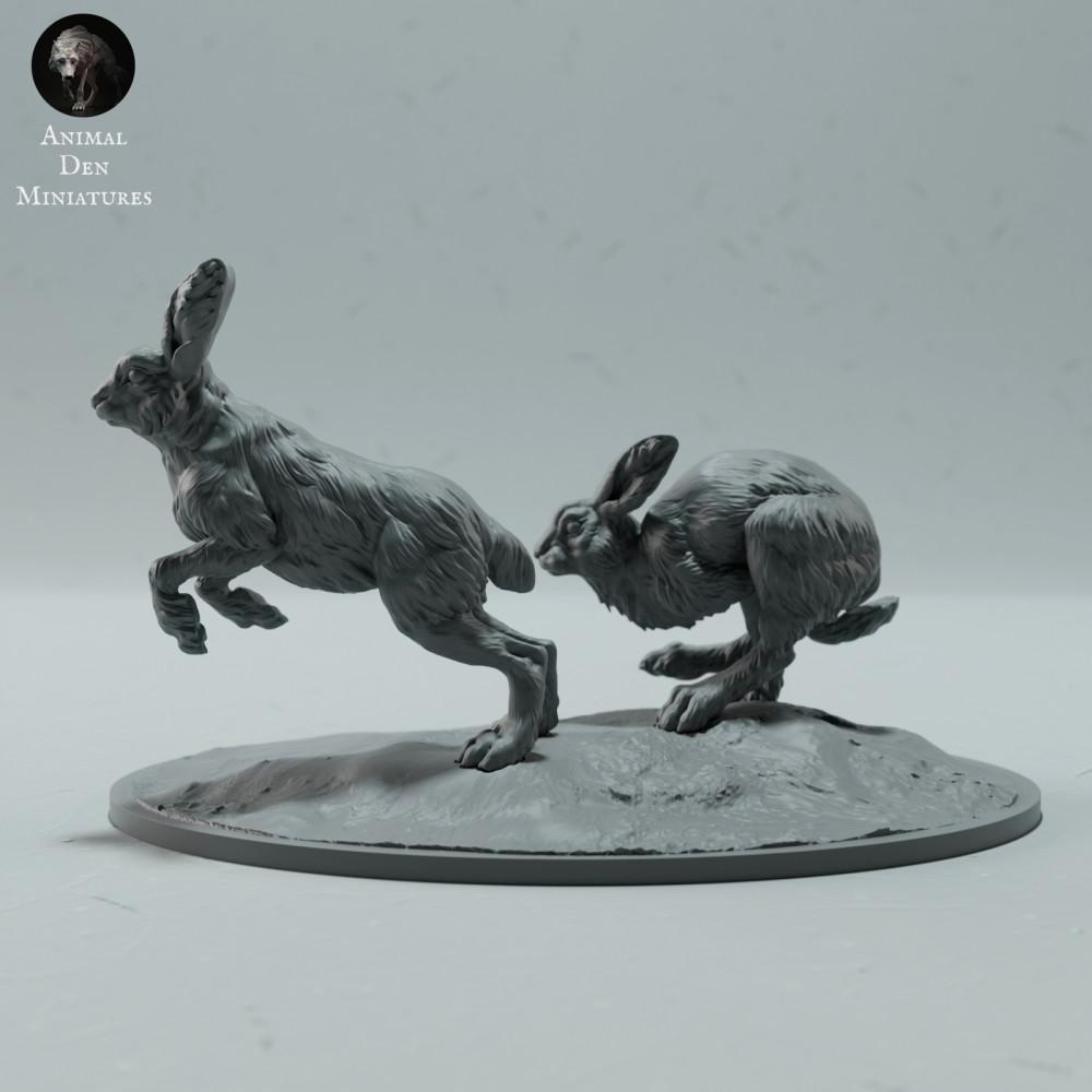 Foto de producto, figura animal Animal Den Miniatures 4: Figura animal polar: liebres árticas corriendo (23_01_16)