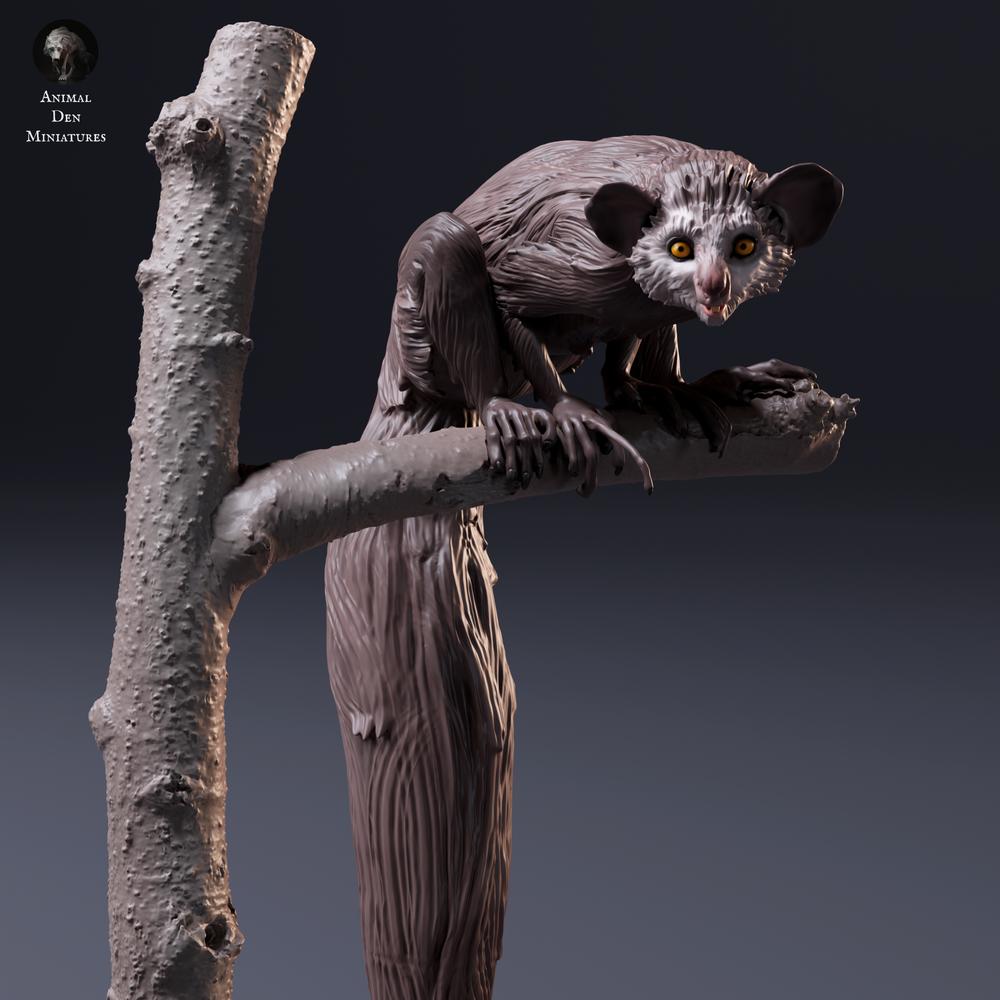 Foto del producto, figura de animal Animal Den Miniatures 6: Figura de animal salvaje: aye-aye sentado en un árbol (26_10_05)