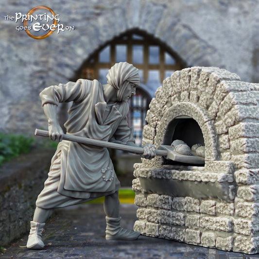 Produktfoto mittelalterliche historische Figur 75mm Scale The Printing Goes Ever On (TPGEO)  0: Mittelalterliche Ritter Figuren Dorfbewohner Bäcker - 75mm Modelle - Mittelalterliche Stadt