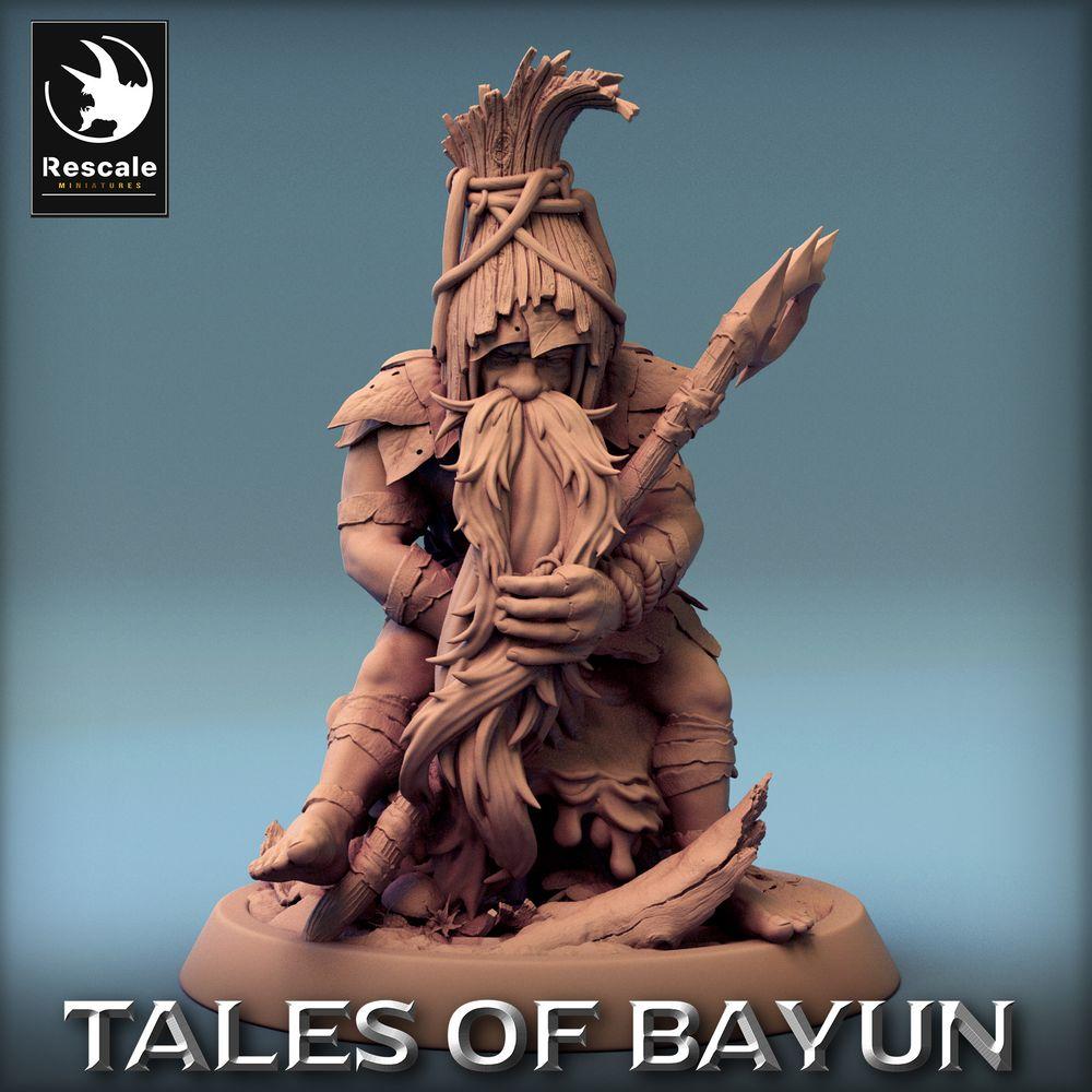 Produktfoto Tabletop 28mm Lord of the Print (LotP) 0: Tabletop Miniatur: Waldschamane, Druide und Totempriester - Speerträger, Stammesältester (24_01_A7)