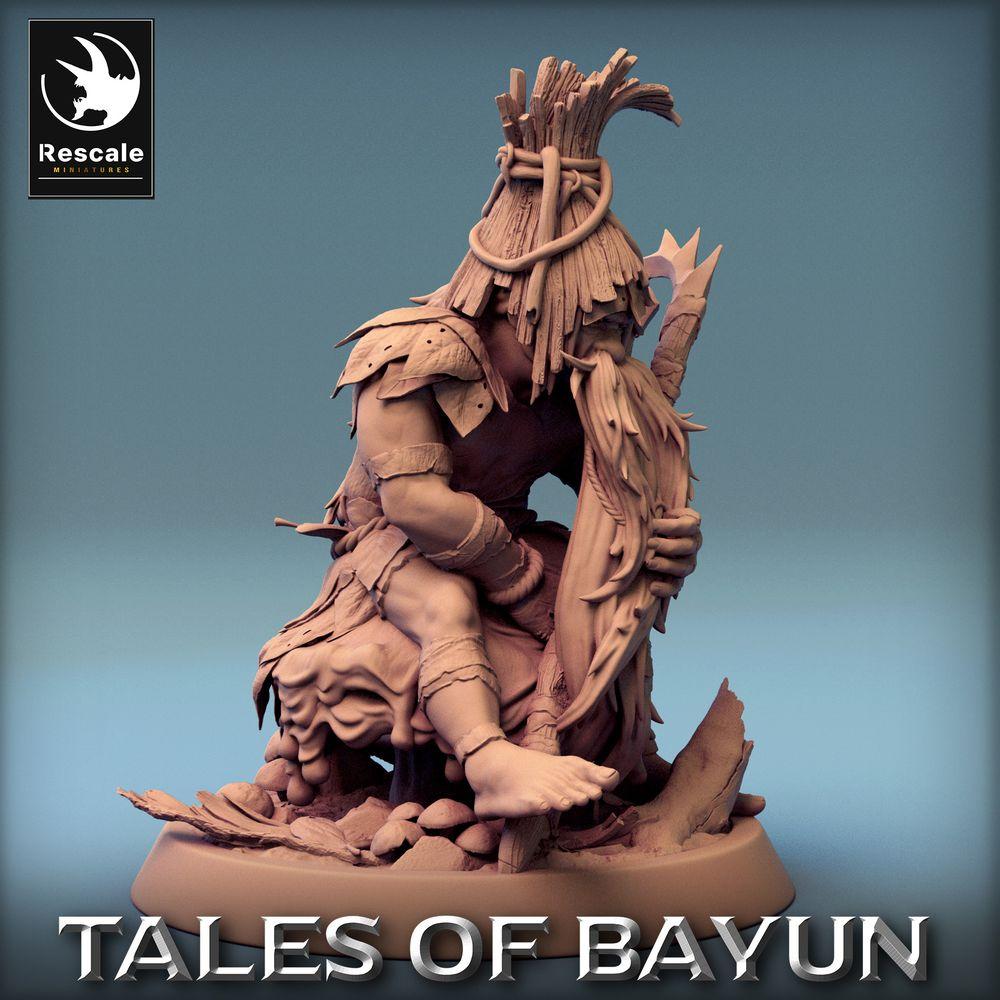 Produktfoto Tabletop 28mm Lord of the Print (LotP) 0: Tabletop Miniatur: Waldschamane, Druide und Totempriester - Speerträger, Stammesältester (24_01_A7)