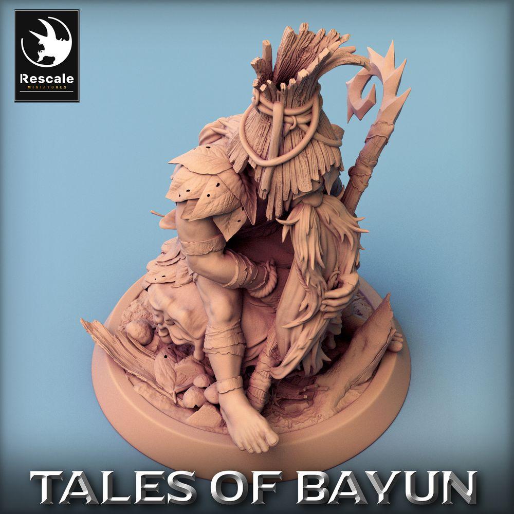 Produktfoto Tabletop 28mm Lord of the Print (LotP) 0: Tabletop Miniatur: Waldschamane, Druide und Totempriester - Speerträger, Stammesältester (24_01_A7)