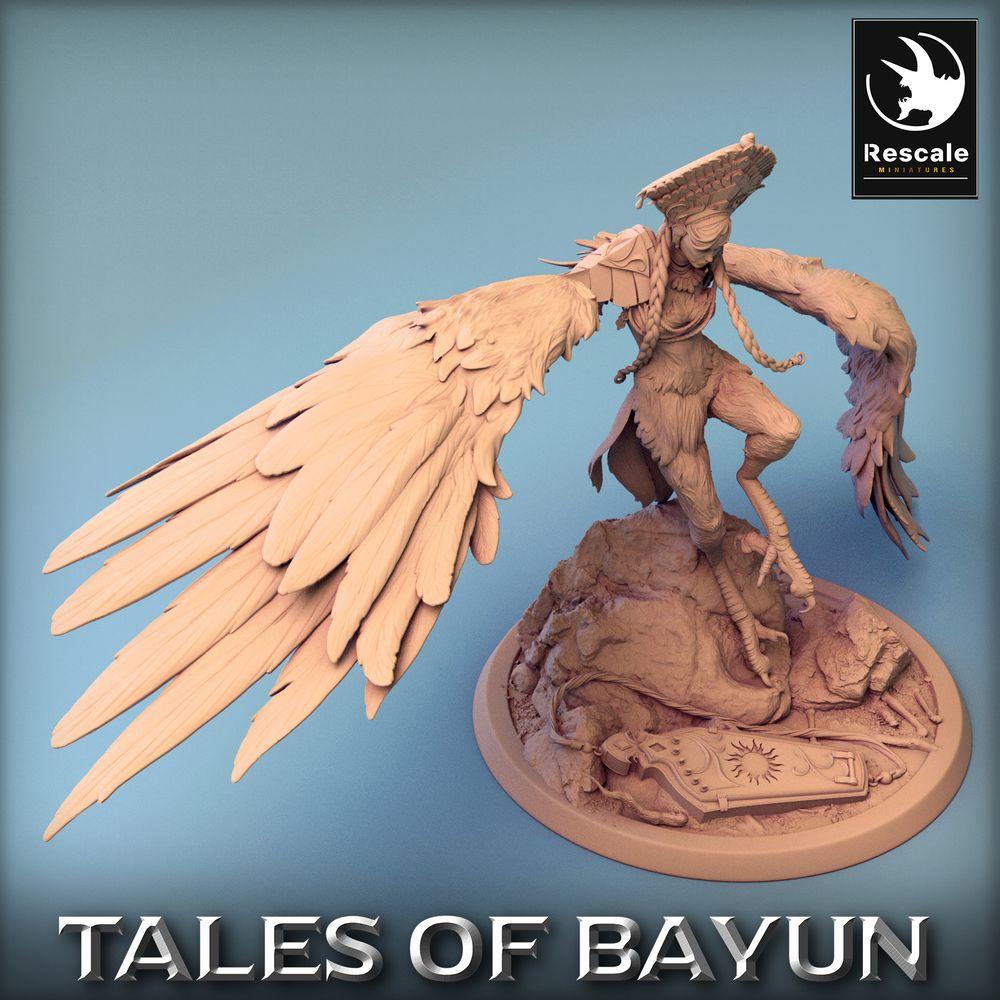 Foto del producto Tabletop 28mm Lord of the Print (LotP) 0: Miniatura de Tabletop: Harpyia / Harpy en picada, Reina de las Sirenas, demonio alado, cazadora del cielo (24_01_I5)