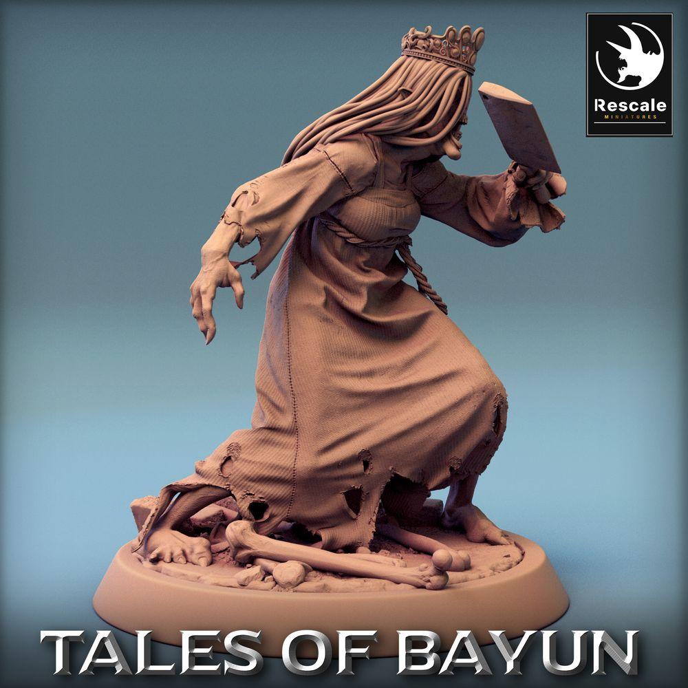 Produktfoto Tabletop 28mm Lord of the Print (LotP) 0: Fantasy Figur: Kikimora Princess Guard - Untote Königin, verfluchte Hexe, Banshee mit Fleischerbeil (24_01_F1)