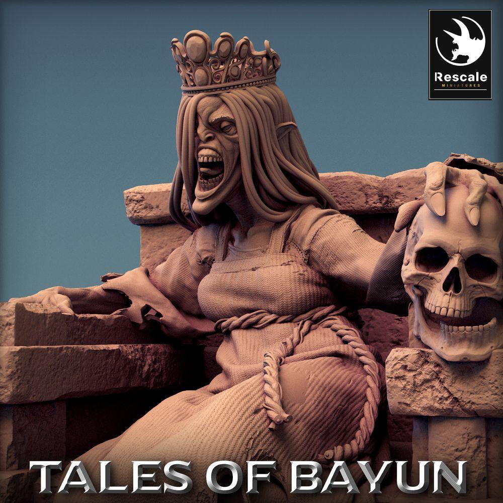 Produktfoto Tabletop 28mm Lord of the Print (LotP) 0: Tabletop Miniatur: Untote Königin auf Thron - Nekromantin, Knochenkönigin, Banshee-Matriarchin (Kikimora Princess Queen) (24_01_F3)