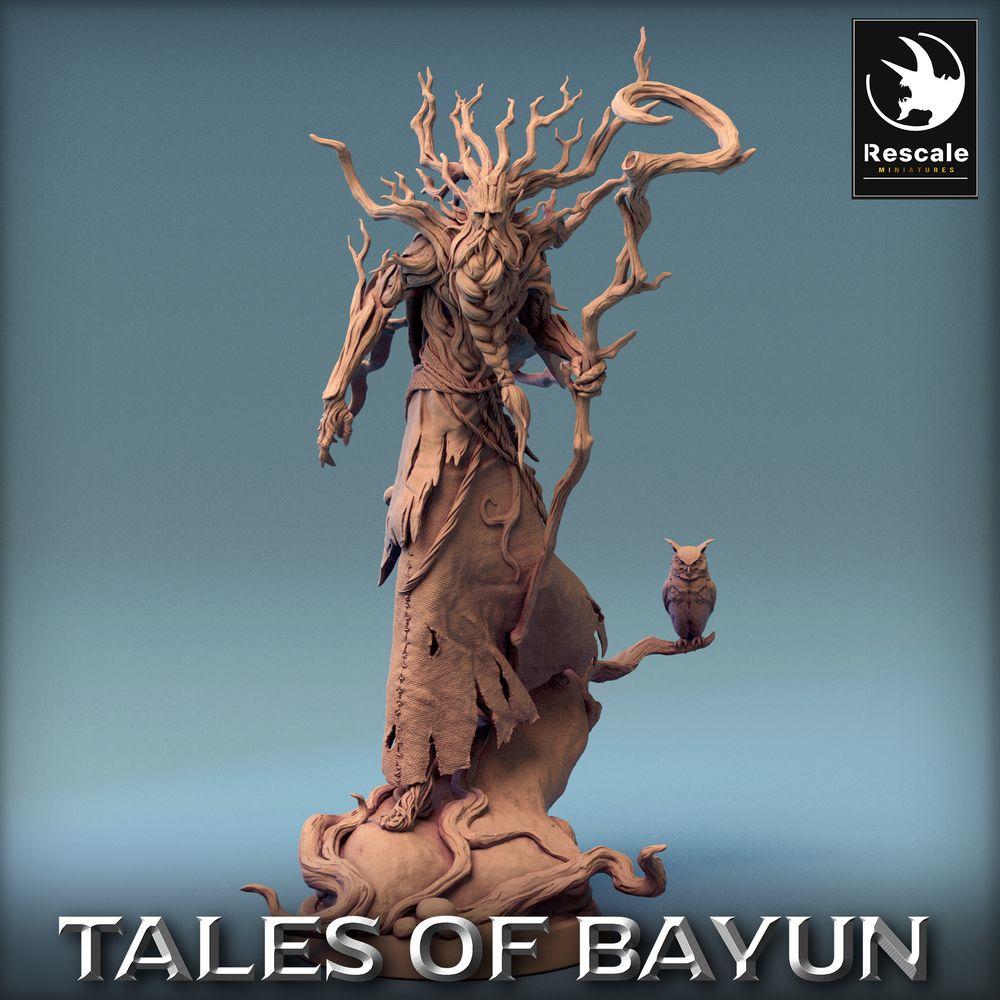 Foto del producto Tabletop 28mm Lord of the Print (LotP) 0: Miniatura de Tabletop: Lechy / Leshy, druida del bosque, guardián del bosque, príncipe de las dríadas con bastón y búho (24_01_P)