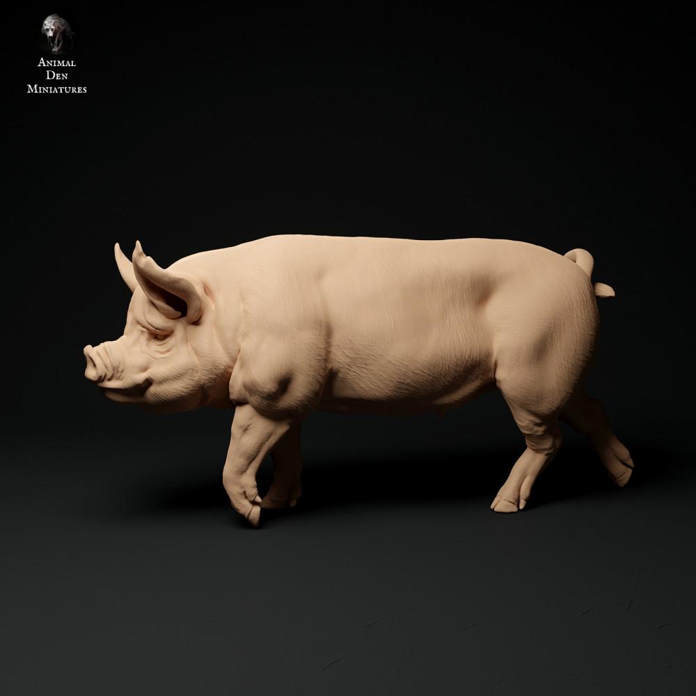 Foto de producto de figura animal Animal Den Miniatures 0: Figura de animal de granja: verraco Berkshire caminando (24_01_63)