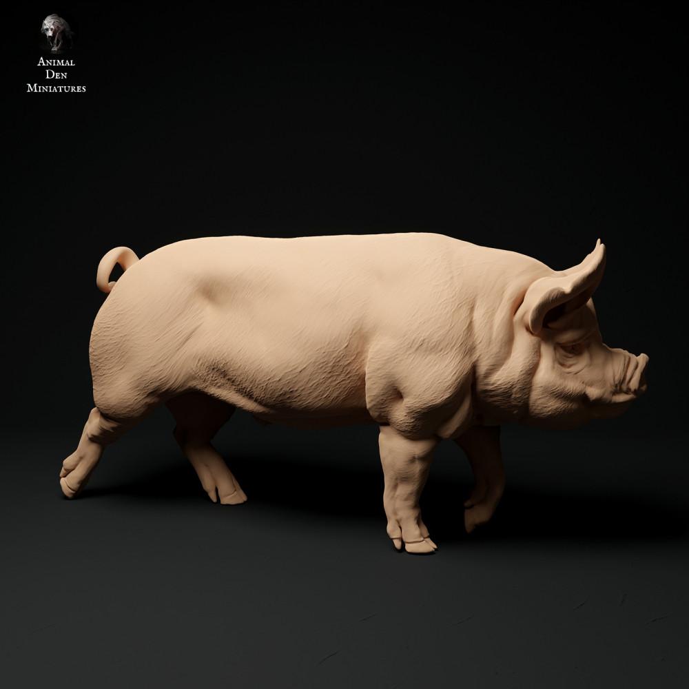 Foto de producto, figura de animal Animal Den Miniatures 1: Figura de animal de granja: verraco Berkshire - caminando (24_01_63)