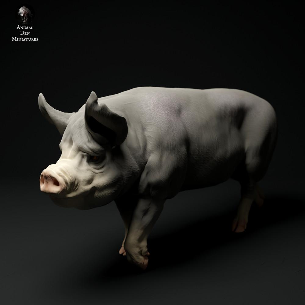 Foto de producto, figura de animal Animal Den Miniatures 2: Figura de animal de granja: verraco Berkshire caminando (24_01_63)