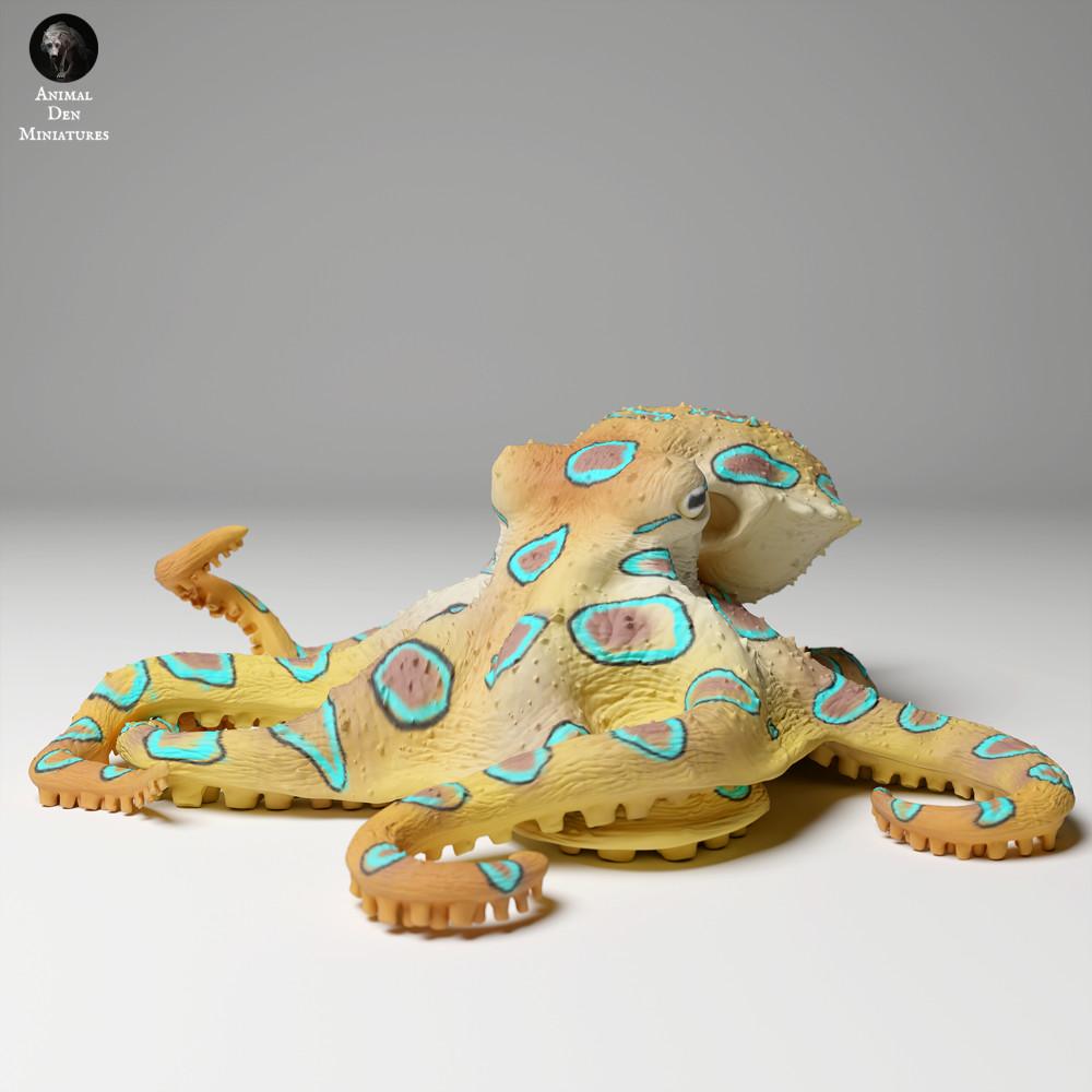 Foto de producto figura animal Animal Den Miniatures 2: Figura animal marina: Gran pulpo de anillos azules (24_05_06)
