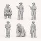 Jardinero, jardinería y vida rural: 6 figuras de resina sin pintar en vista abierta