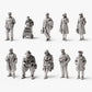 Figuras históricas de estación y ferrocarril: 10 figuras de resina sin pintar en vista abierta