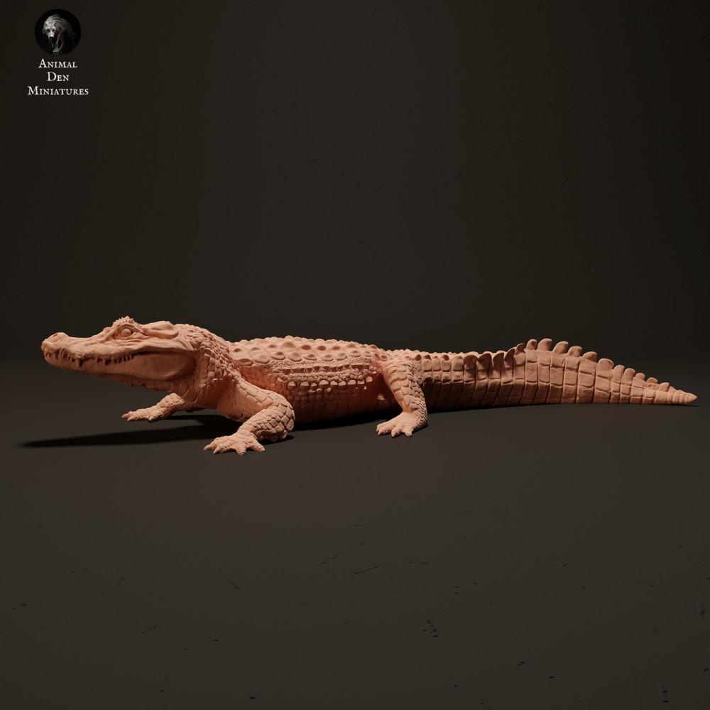 Foto de producto, figura de animal Animal Den Miniatures 1: figura de reptil: caimán negro tomando el sol (23_06_07)