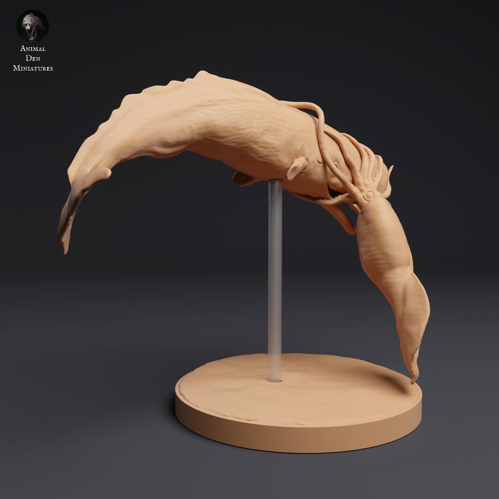 Foto de producto de figura de animal Animal Den Miniatures 1: Figura de animal marino: calamar colosal luchando con un cachalote (25_04_09)