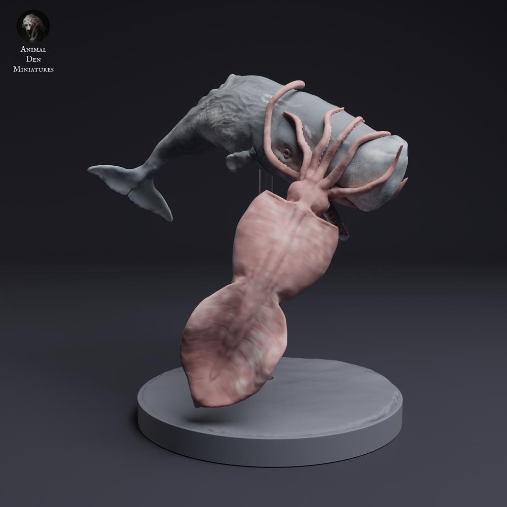 Foto de producto de figura animal Animal Den Miniatures 3: Figura de animal marino: calamar colosal luchando con cachalote (25_04_09)