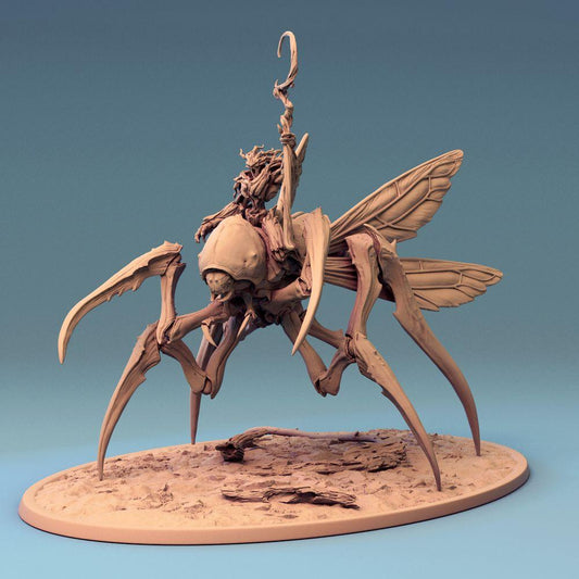 Produktfoto Tabletop 28mm Lord of the Print (LotP) 0: Tabletop Miniatur: Insektenreiter auf Flügelmantis, Schwarmhexe/Pestschamane mit Stab, Mantidenkavallerie Bossmonster (24_07_D1)