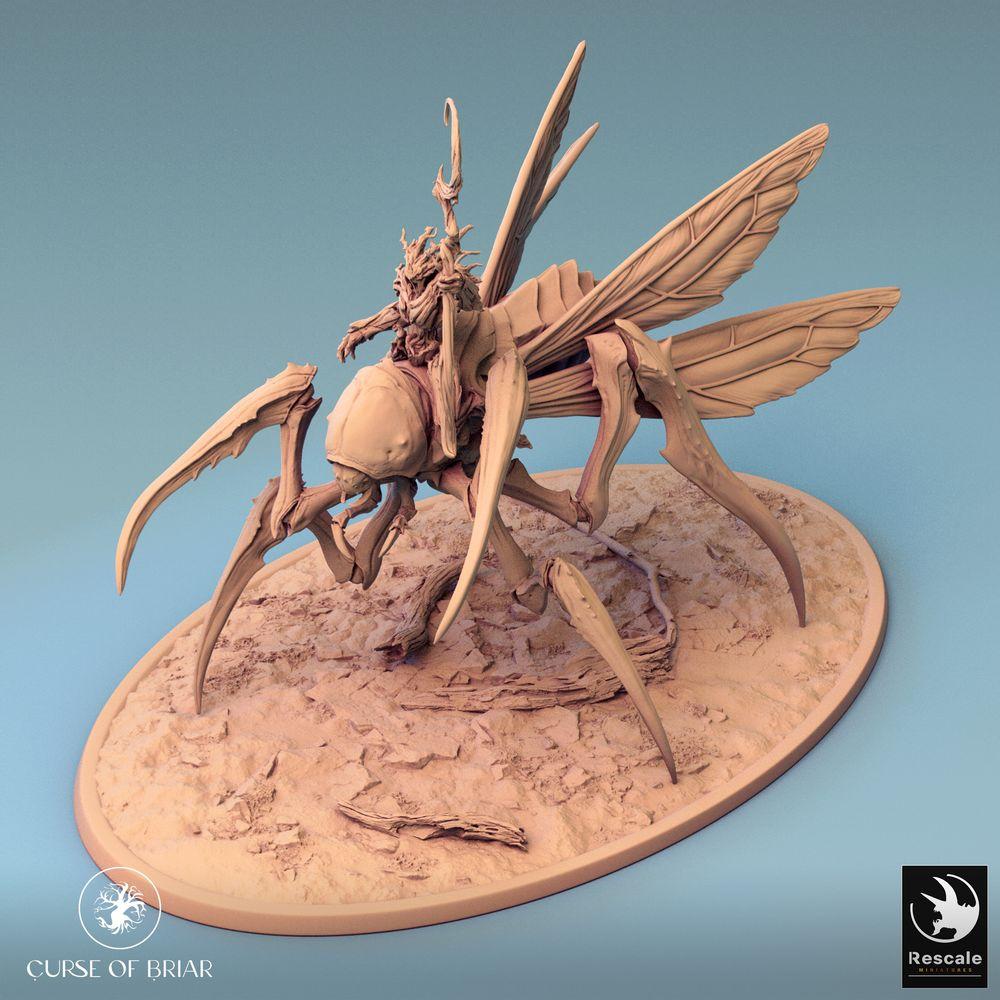Produktfoto Tabletop 28mm Lord of the Print (LotP) 0: Tabletop Miniatur: Insektenreiter auf Flügelmantis, Schwarmhexe/Pestschamane mit Stab, Mantidenkavallerie Bossmonster (24_07_D1)