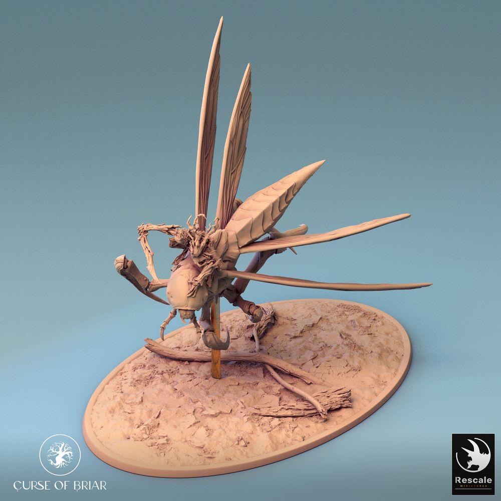 Produktfoto Tabletop 28mm Lord of the Print (LotP) 0: Tabletop Miniatur: Insektoide Riesenwespe mit Hexenreiterin, Schwarmherrin Fyrionis (24_07_D7)