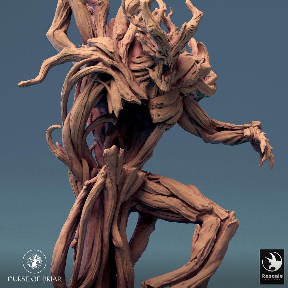 Foto del producto Tabletop 28mm Lord of the Print (LotP) 0: Figura de fantasía: Espíritu del bosque criatura arbórea, Golem de raíces guardián de espinas, Príncipe de las dríadas (24_07_F3)