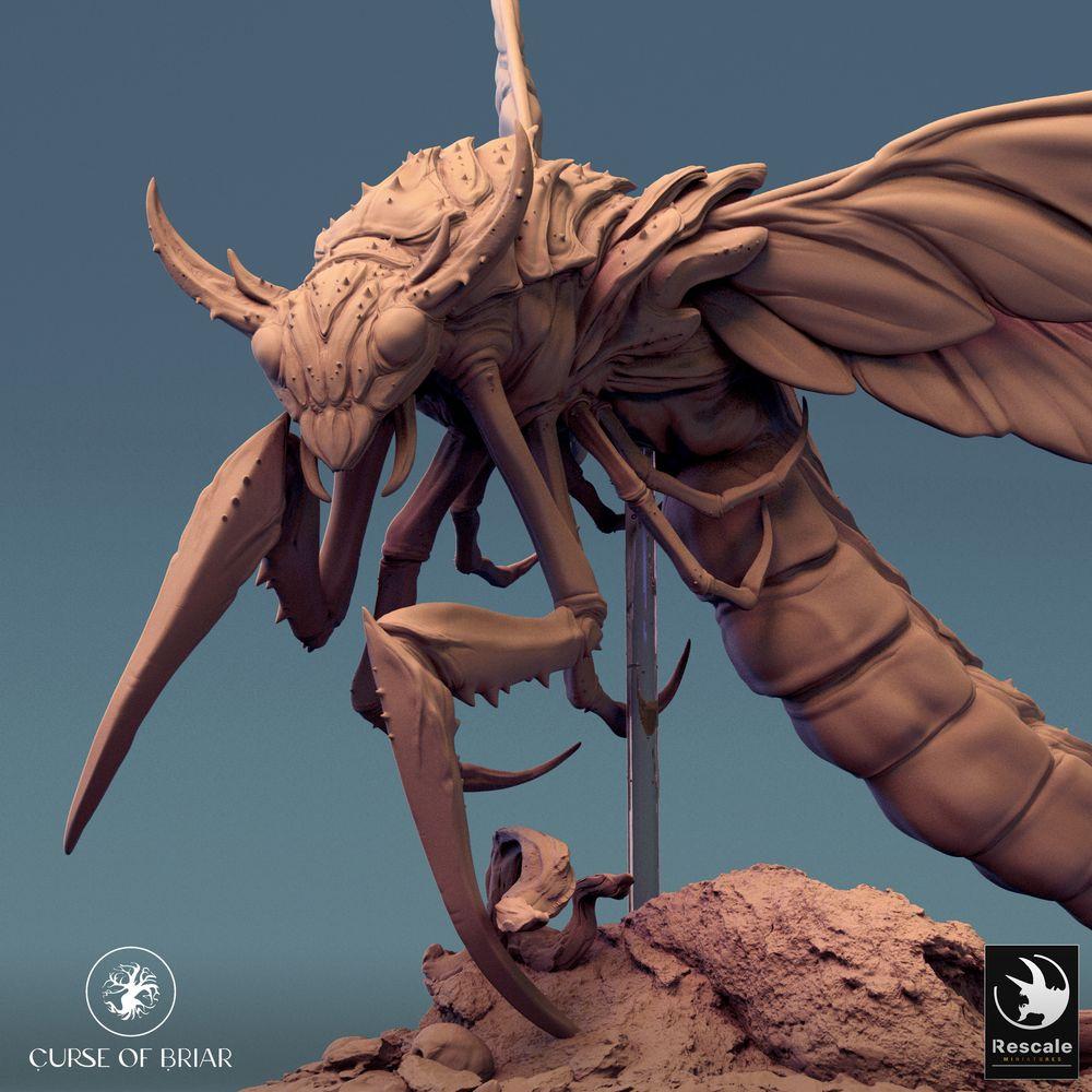 Produktfoto Tabletop 28mm Lord of the Print (LotP) 0: Tabletop Miniatur: Riesenwespe, Mantidenbestie, insektoides Flugmonster, Schwarmkönigin im Sturzflug - Skycutter (24_07_E6)