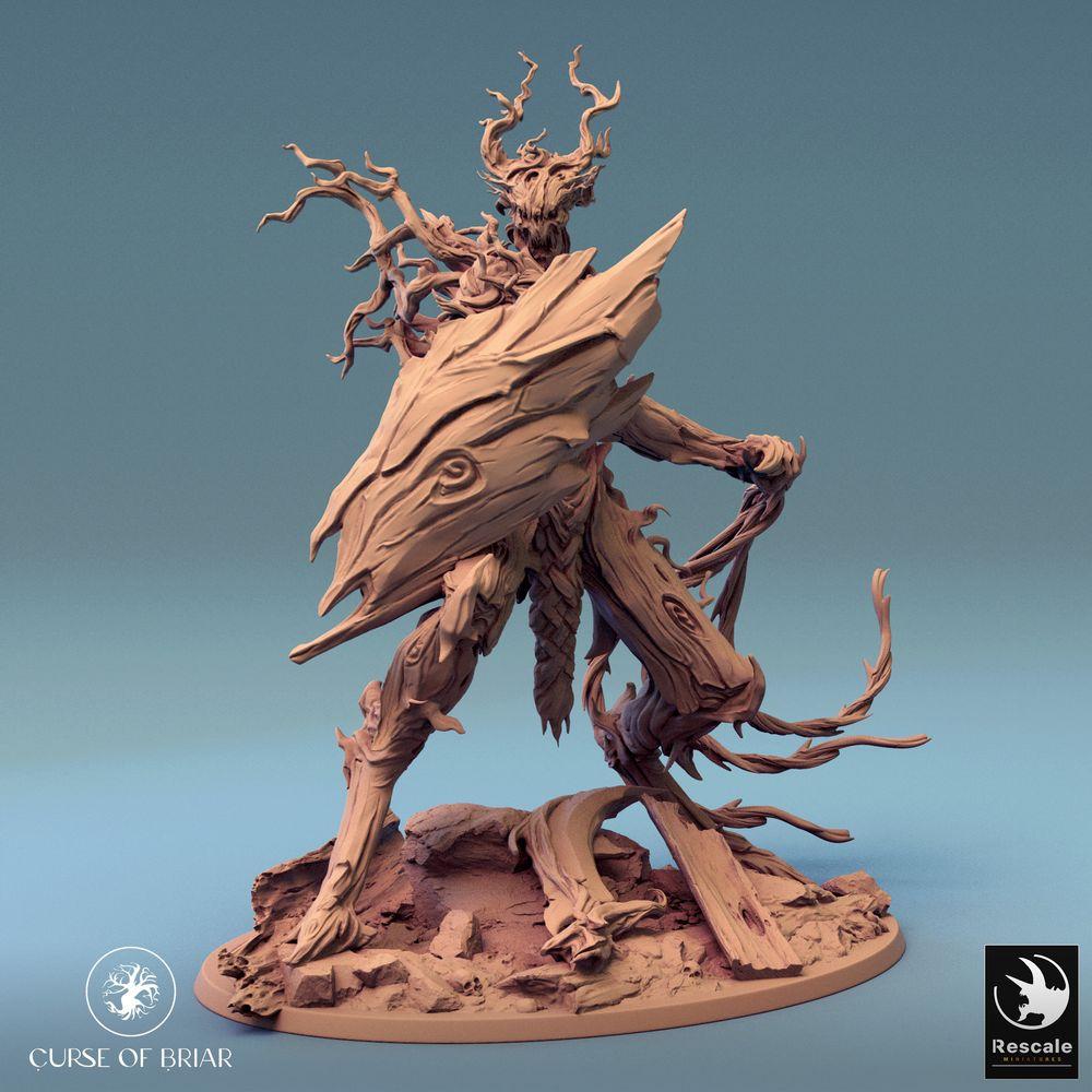 Produktfoto Tabletop 28mm Lord of the Print (LotP) 0: Tabletop Figur: Baumwesen Dornenwächter, Waldgeist mit Rindenschild und Rankenpeitsche (24_07_C2)