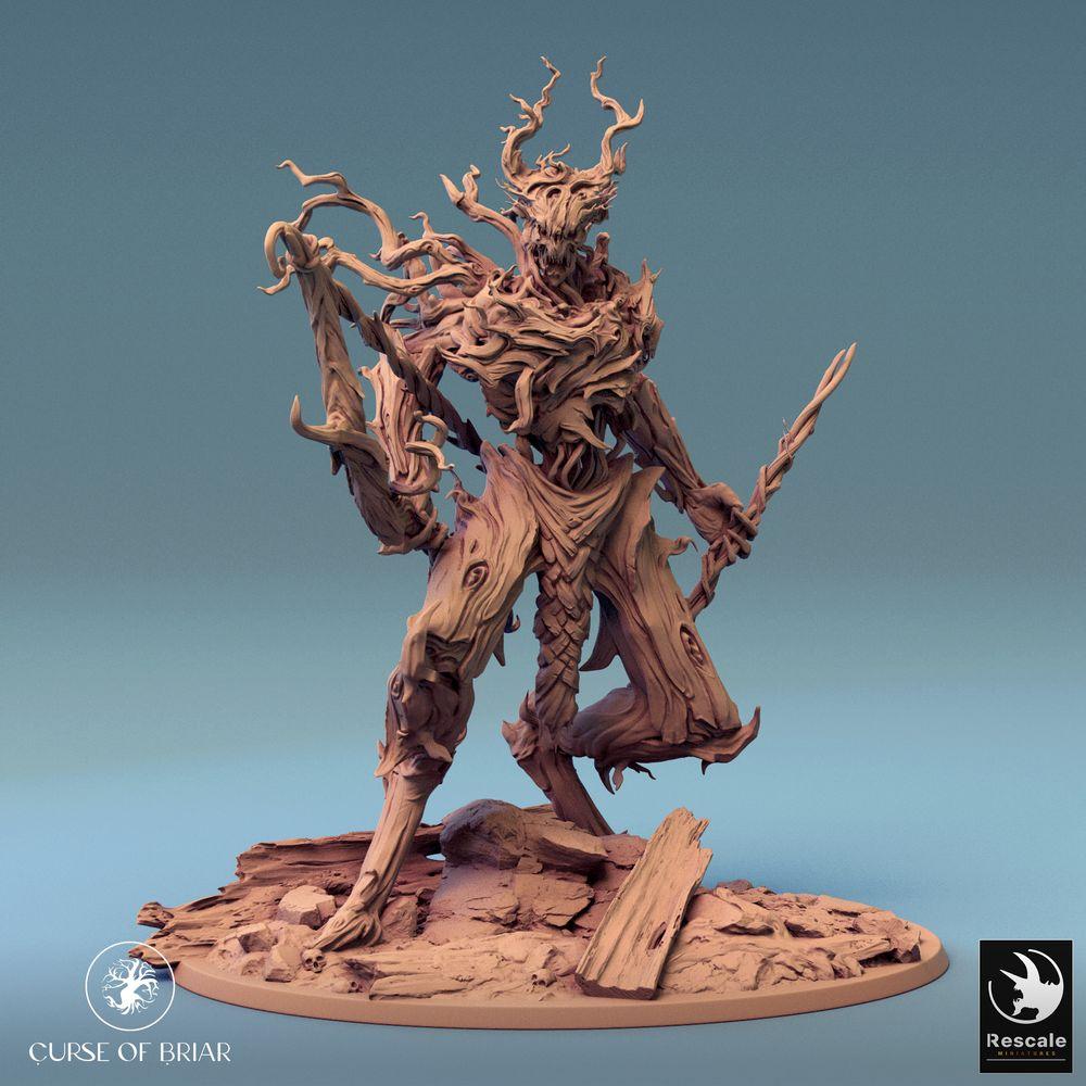 Foto del producto Tabletop 28mm Lord of the Print (LotP) 0: Miniatura de Tabletop: Espíritu del bosque, Golem de raíces, Guardián de espinas con lanza (24_07_C7)