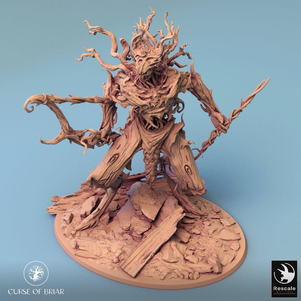 Foto del producto Tabletop 28mm Lord of the Print (LotP) 0: Miniatura de Tabletop: Espíritu del bosque, Golem de raíces, Guardián de espinas con lanza (24_07_C7)