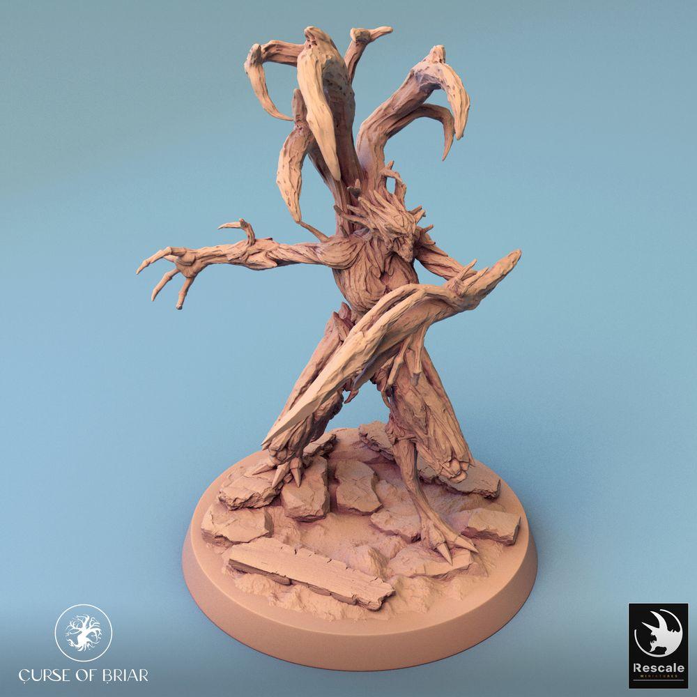 Produktfoto Tabletop 28mm Lord of the Print (LotP) 0: Fantasy Figur: Baumwesen Waldwächter im Angriff, Pflanzen-Golem, Woodfey Attack (24_07_A1)