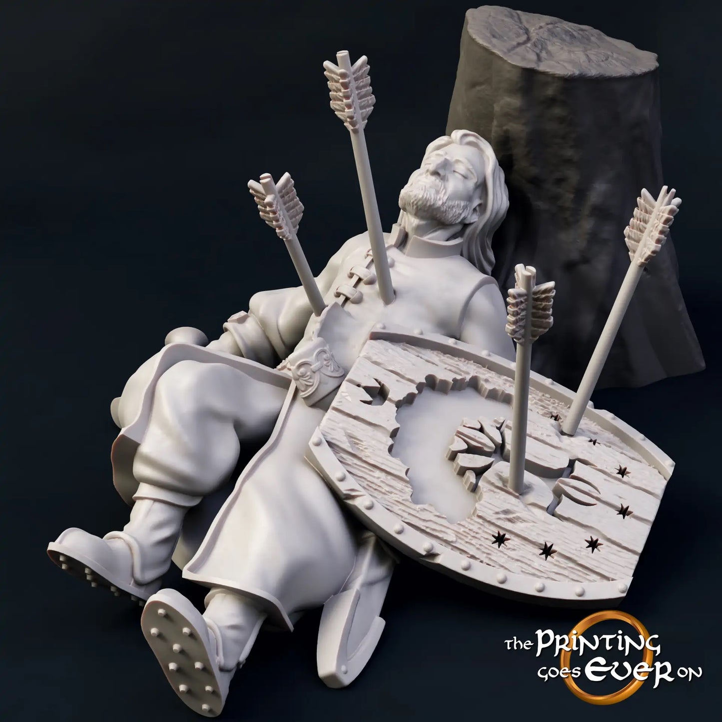 Produktfoto Tabletop 28mm The Printing Goes Ever On (TPGEO)  0: Tod eines Helden: Menschlicher Krieger nach Kampf mit einem Trupp Halb-Orks