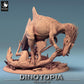 Foto del producto Tabletop 28mm Lord of the Print (LotP) 0: Miniatura de Tabletop: Concavenator depredador - cazador ápice desgarrando su presa, criatura prehistórica en base de diorama (24_06_C3)
